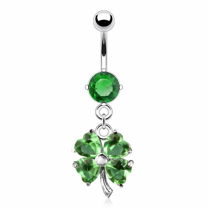 Piercing nombril trèfle à 4 feuilles