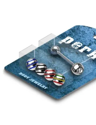 Pack Piercing Langue Boules Striées - Bijou Piercing Langue