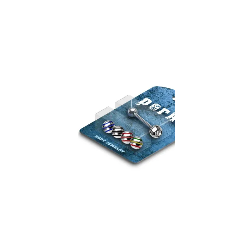 Pack Piercing Langue Boules Striées