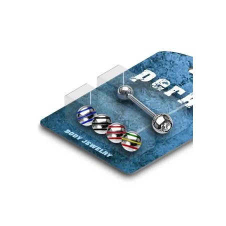 Pack Piercing Langue Boules Striées - Bijou Piercing Langue