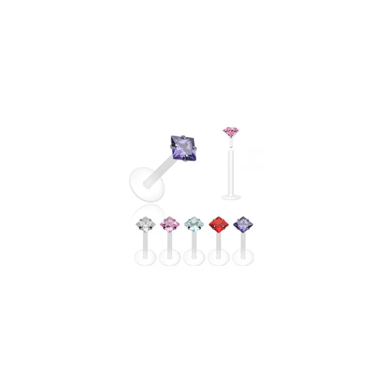 Piercing Labret Bioflex Pierre en forme carrée