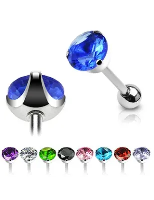 Piercing langue acier chirurgical avec Gemme de 7 mm - Bijou Piercing Langue