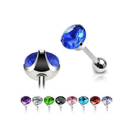 Piercing langue acier chirurgical avec Gemme de 7 mm - Bijou Piercing Langue