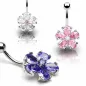 Piercing nombril Fleur Gemmes Acier chirurgical