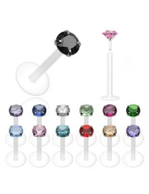 Piercing Labret Bioflex Pierre ronde - Bijou Piercing Labret