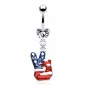 Piercing nombril Signe "V" Paix Drapeau USA