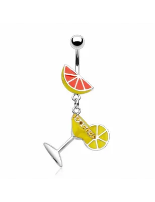 Piercing nombril Verre Martini Citron