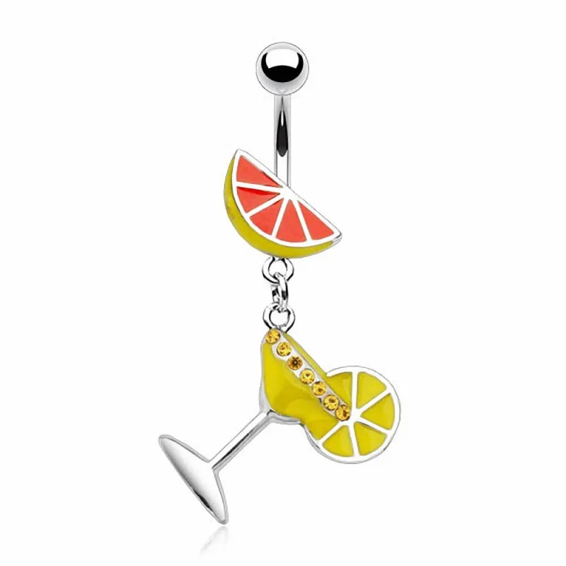 Piercing nombril Verre Martini Citron