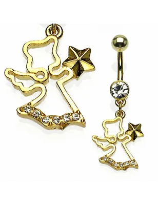 Piercing nombril Plaqué Or Ange Gemmes