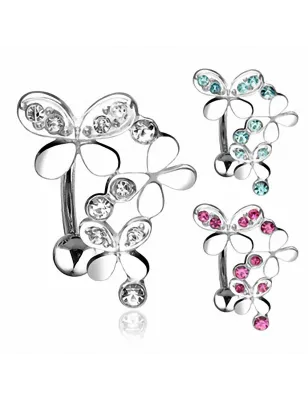 Piercing nombril inversé Triple Papillons