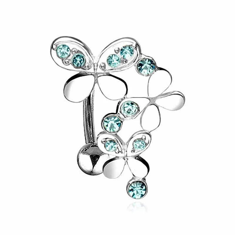 Piercing nombril inversé Triple Papillons