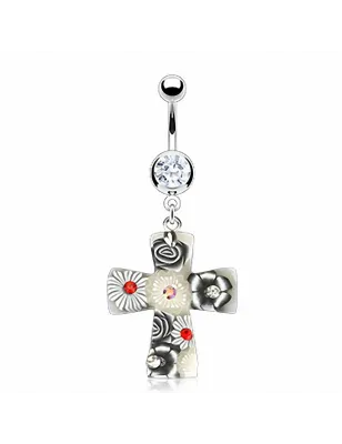 Piercing nombril Croix en caoutchouc