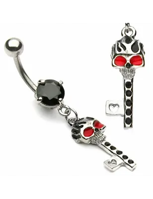 Piercing nombril Clef / Tête de mort