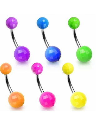 Piercing Nombril Boules Disco Fluo 