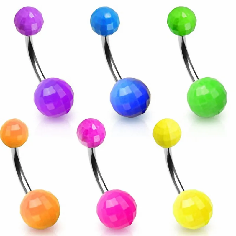Piercing Nombril Boules Disco Fluo 