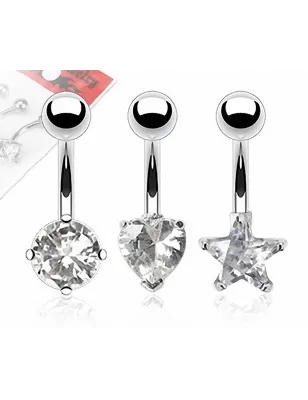 Lot de 3 Piercing Nombril Pierres Cubic Zirconium Claires