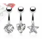 Lot de 3 Piercing Nombril Pierres Cubic Zirconium Claires