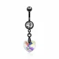 Piercing nombril Noir IP Crystal Prisme Coeur
