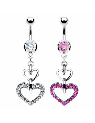 Piercing nombril Deux Coeurs Gemmes