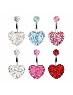 Piercing nombril Multi Crystal Swarovski Coeur