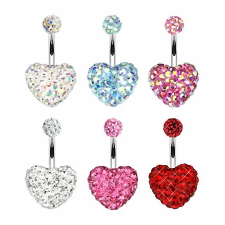 Piercing nombril Multi Crystal Swarovski Coeur