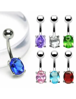 Piercing nombril acier chirurgical Gemme Ovale