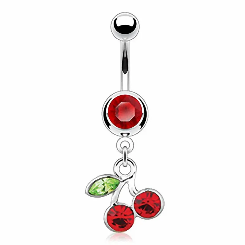 Piercing nombril Pendentif Cerise Gemme Rouge