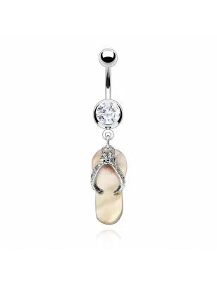 Piercing nombril tong nacre abalone