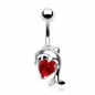 Piercing Nombril Dauphin et Gemme Coeur