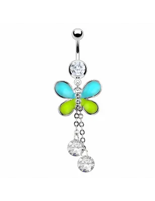 Piercing nombril acier chirurgical Papillon Epoxy