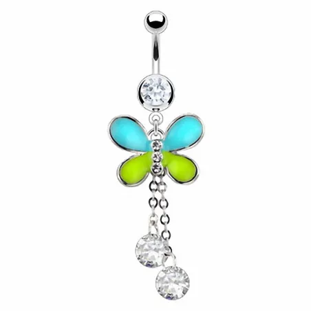 Piercing nombril acier chirurgical Papillon Epoxy