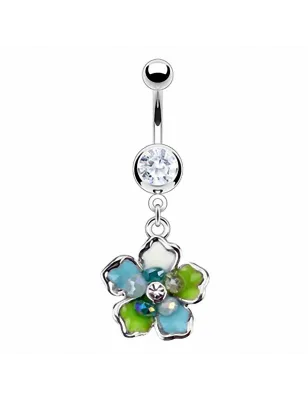 Piercing nombril acier chirurgical Fleur Epoxy