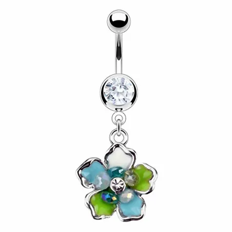 Piercing nombril acier chirurgical Fleur Epoxy