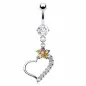 Piercing nombril acier chirurgical Fleur et Coeur