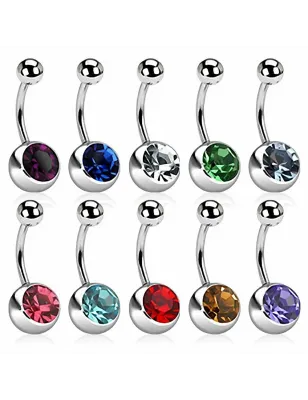 Piercing nombril Acier chirurgical Gemme