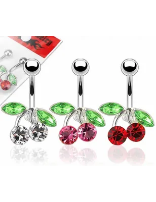 Lot de 3 Piercing Nombril Acier Chirurgical Cerise