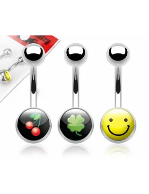 Lot de 3 Piercing Nombril Acier Chirurgical Logos
