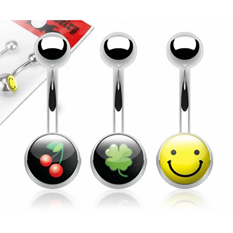 Lot de 3 Piercing Nombril Acier Chirurgical Logos