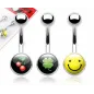 Lot de 3 Piercing Nombril Acier Chirurgical Logos