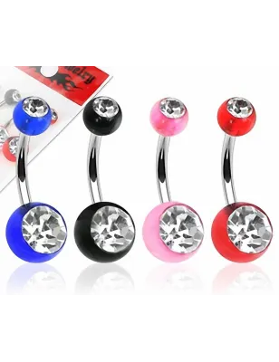 Lot de 4 Piercing Nombril Boules Acrylique Gemmes