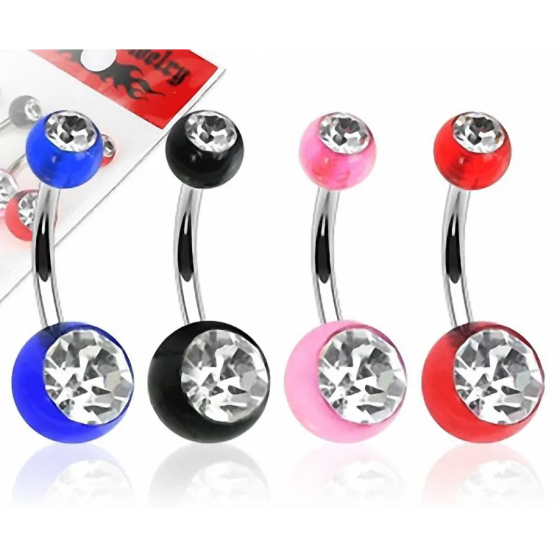 Lot de 4 Piercing Nombril Boules Acrylique Gemmes