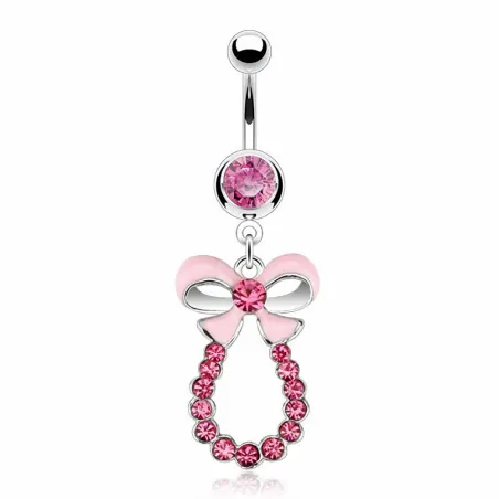 Piercing nombril acier chirurgical Noeud Papillon Gemmes