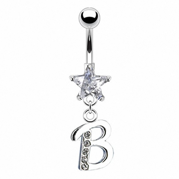 Piercing nombril Gemme Etoile Clair Alphabet Lettre