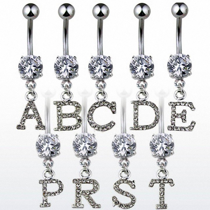 Piercing nombril Gemme Clair Alphabet Lettre
