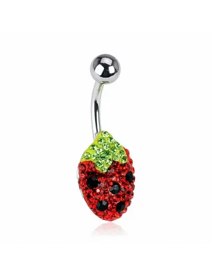 Piercing nombril Fraise Multi Crystal Swarovski