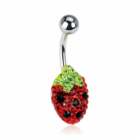 Piercing nombril Fraise Multi Crystal Swarovski