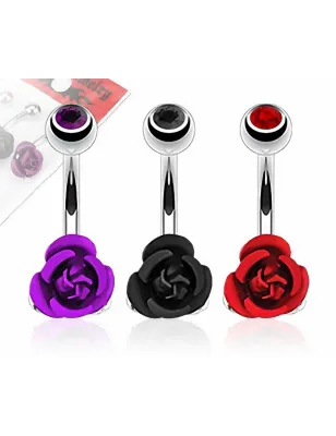 Lot de 3 Piercing Nombril Acier Chirurgical Rose Métallique