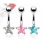 Lot de 3 Piercing Nombril Acier Chirurgical Gemme Etoile