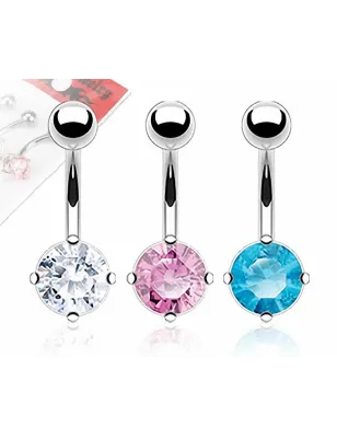 Lot de 3 Piercing Nombril Acier Chirurgical Gemme