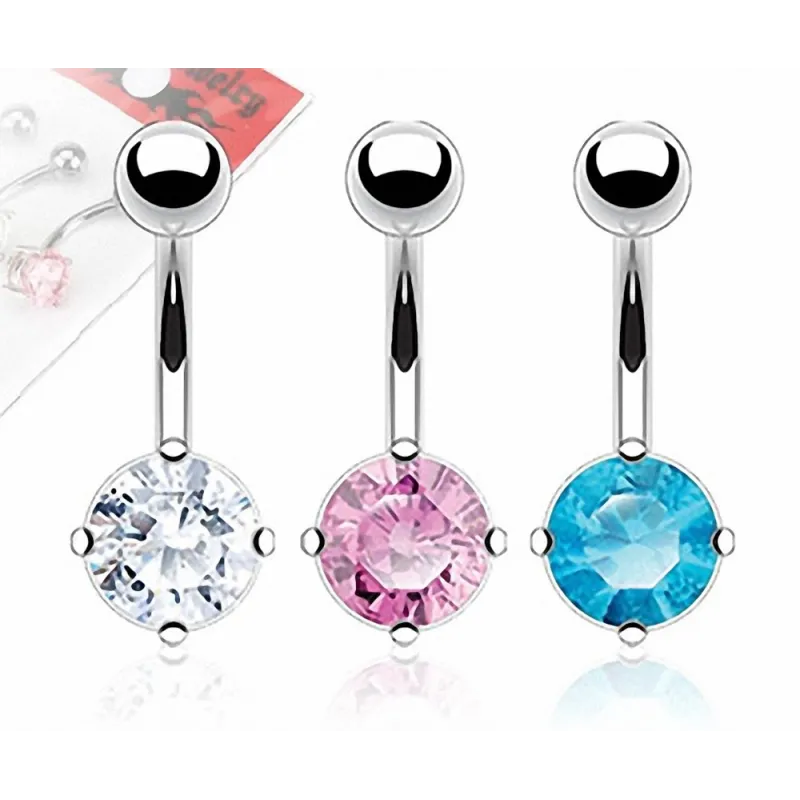 Lot de 3 Piercing Nombril Acier Chirurgical Gemme